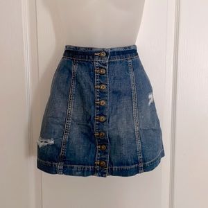 100% Cotton Button Down Denim Mini Skirt
